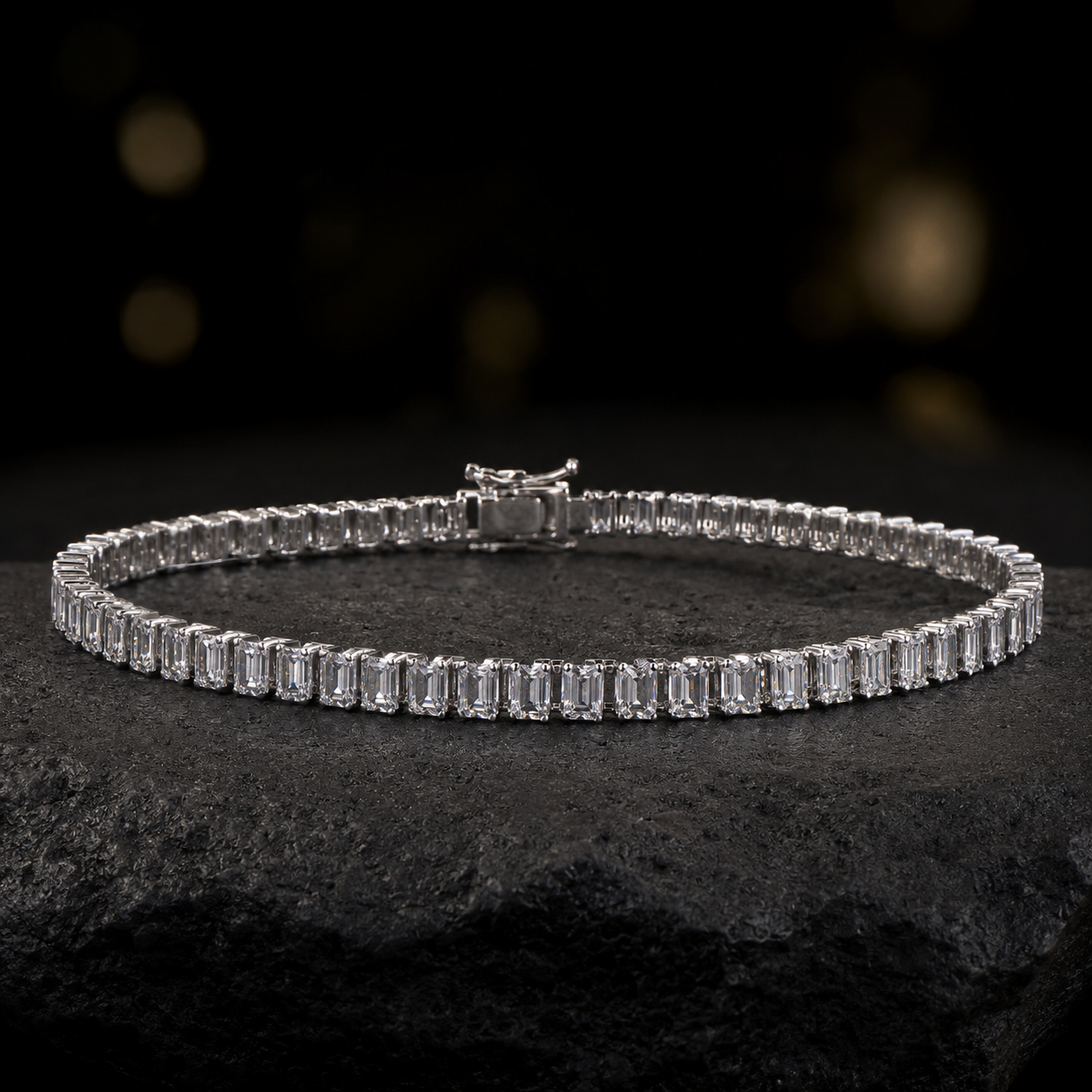 Eternity Baguette 925 Silver Tennis Bracelet