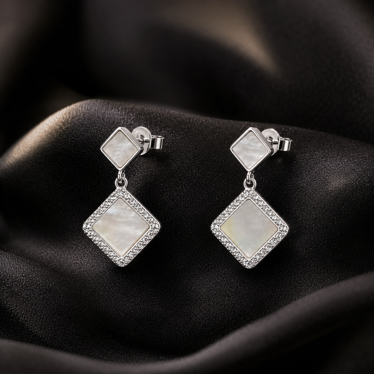 Luminous Mother-of-Pearl 925 Silver Drop Earrings