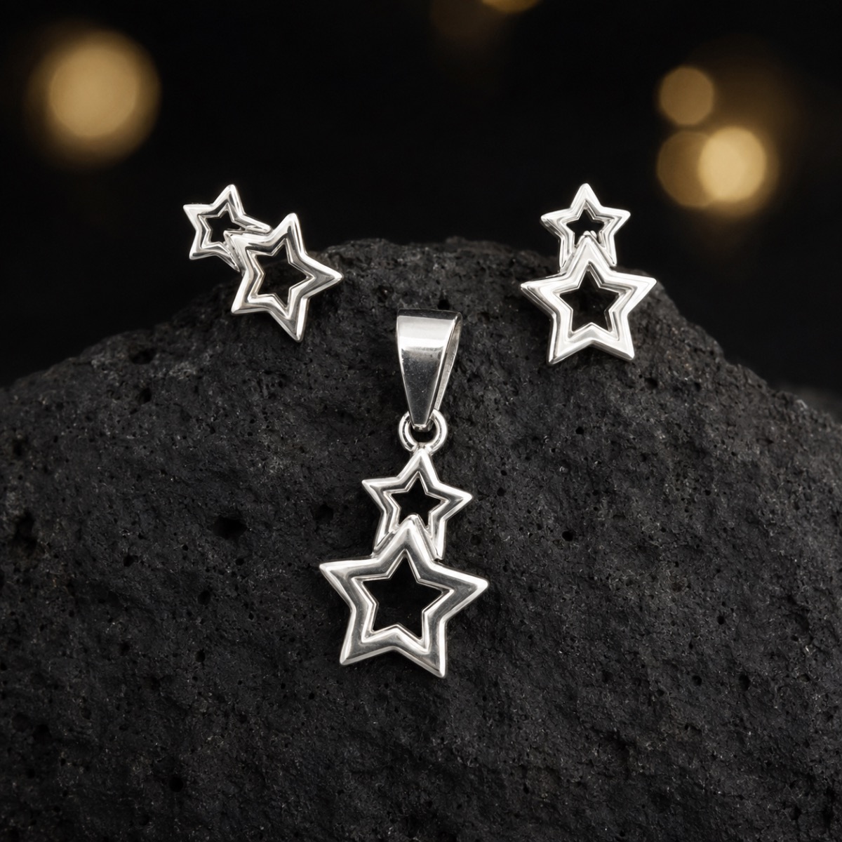 Celestial Double Star Pendant Set