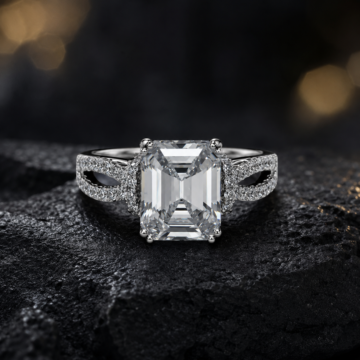 Eternal Emerald-Cut 925 Silver Ring