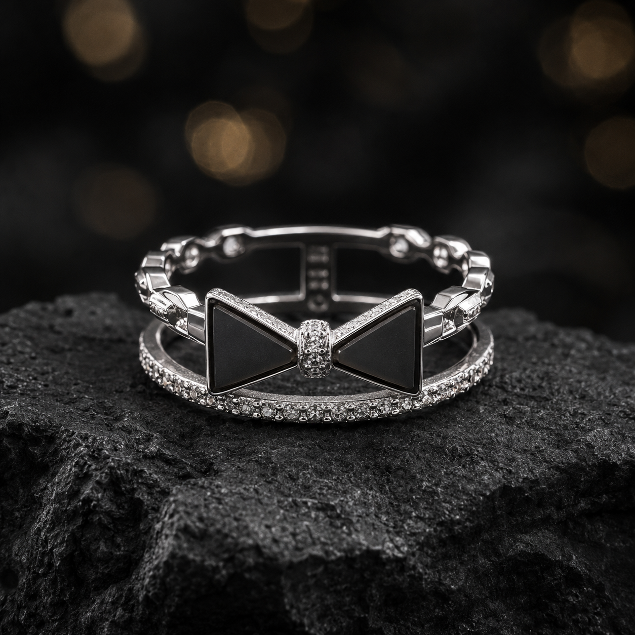 Midnight Bow 925 Silver Ring